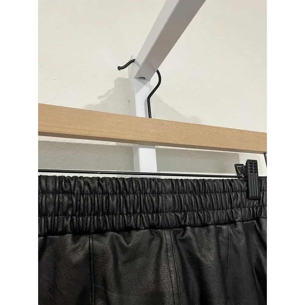 SPANX NWT $148 Black Leather Like Joggers Size XS